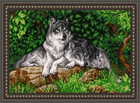 Схема для вышивания бисером "Волки"