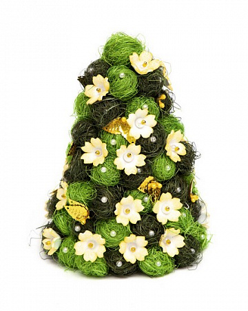 Набор для творчества с фоамираном Елочка из сизаля Рождество (желто- зеленая)