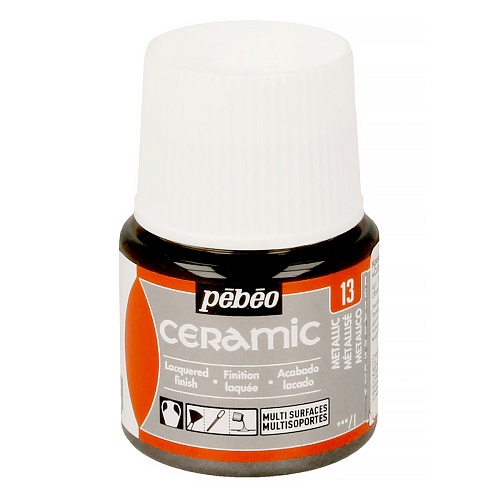 Краска по керамике и металлу Ceramic 45 мл цв. металлик