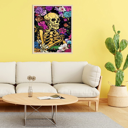 Картина по номерам Скелет в цветах