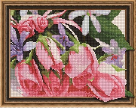 Алмазная вышивка Цветы и ноты