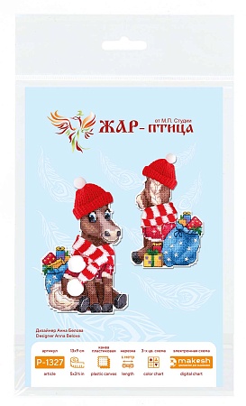 вышивка магнитов Конь в шапочке