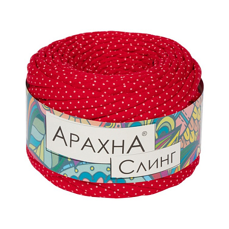 Пряжа ARACHNA Sling Print 100% хлопок 6 шт. х 160 г 50 м цв. № 028 горошек_красный