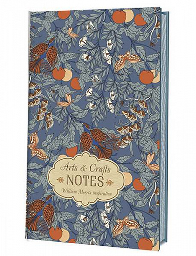 Записная книжка Arts and Crafts Notes по мотивам работ Уильяма Морриса, голубая с красной птицей