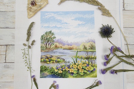 Вышивка крестом Лесной пруд