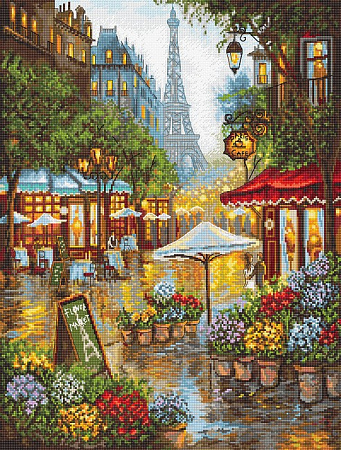 Вышивка крестом Весенние цветы, Париж