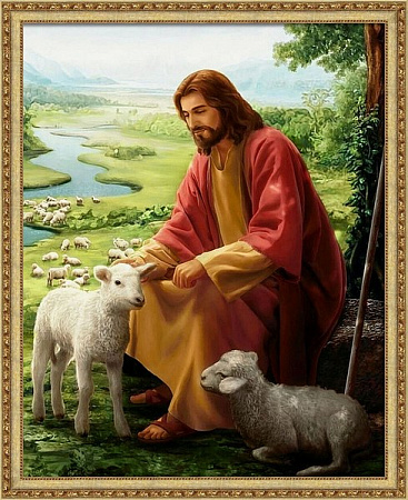 Алмазная вышивка Христос Пастырь