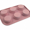 Форма металлическая квадратная для кексов, маффинов, капкейков 26.5 х 18.8 см цв. розовый