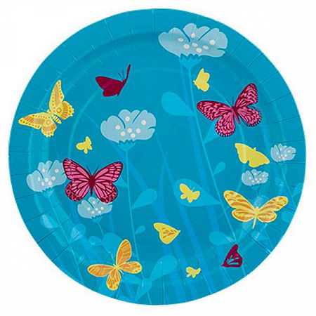 Тарелки бумажные "Круглые" 6 шт. бабочки