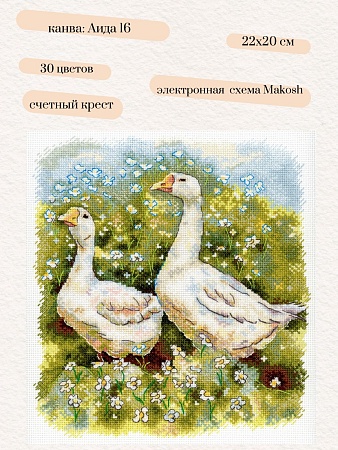 Вышивка крестом Гуси на прогулке