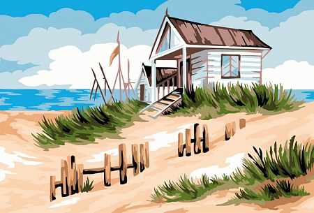Картина по номерам на холсте Рыбацкий домик