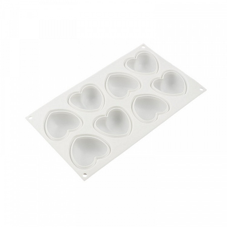 Форма для выпечки силиконовая для пирожных сердца- 8 ячеек