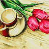 Тюльпаны и чашечка кофе