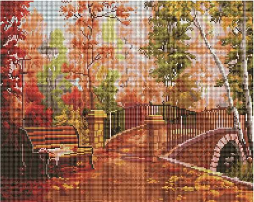 Скамейка в парке у моста