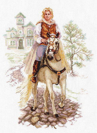 Вышивка крестом Юноша на белом коне