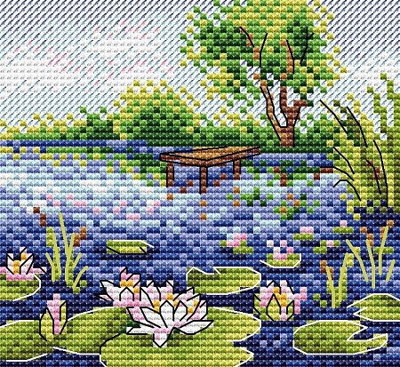 Вышивка крестом Водяные лилии