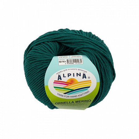 Пряжа ALPINA ORNELLA MERINO 10 шт. х 50 г шт. в упак. цвет №763 сине-зеленый