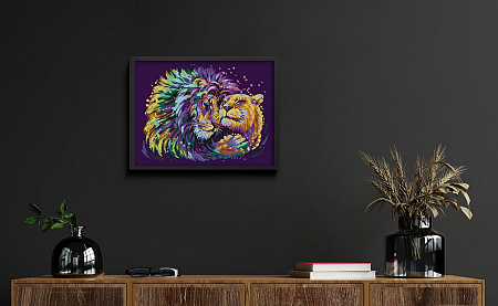 Картина по номерам на холсте Радужные львы