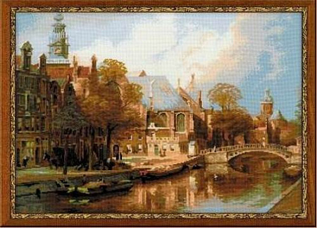 Вышивка крестом «Амстердам. Старая церковь и Церковь св. Николая Чудотворца