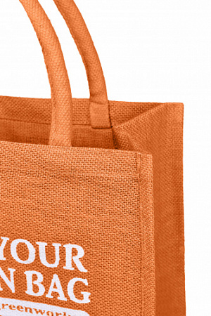 Джутовая сумка маленькая оранжевая I Am Your Green Bag