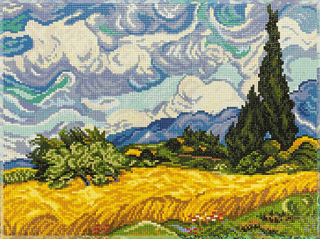 Алмазная вышивка Пшеничное поле с кипарисами, Винсент ван Гог