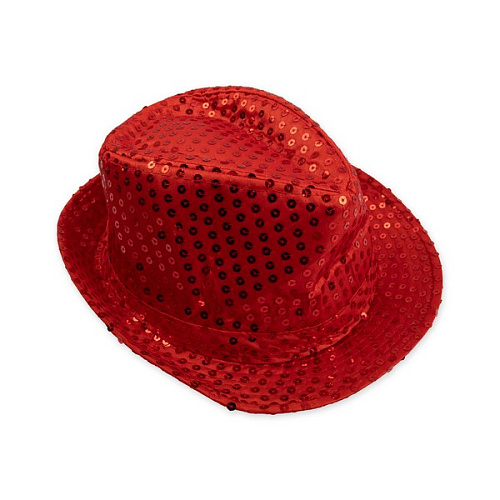 Шляпа карнавальная красная с пайетками