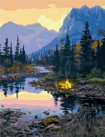 Картина по номерам Костер у горной реки