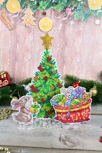 Ёлочка с подарками. Комплект из 3 сюжетов + подставка